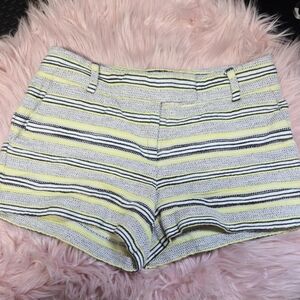 LOFT High Waist Yellow and White Striped Shorts